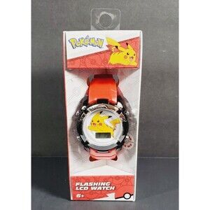 NIB Pokemon Pikachu Kids Digital Flashing LCD Watch Nintendo Accutime Wristwatch